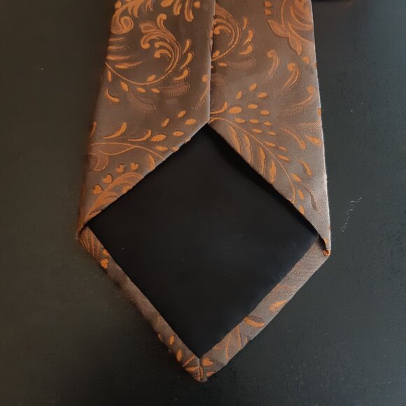Bellissimo Taupe & Rusty Orange Swirling Abstract Men's Tie ⚡ 3 for $55⚡ - Picture 6 of 10